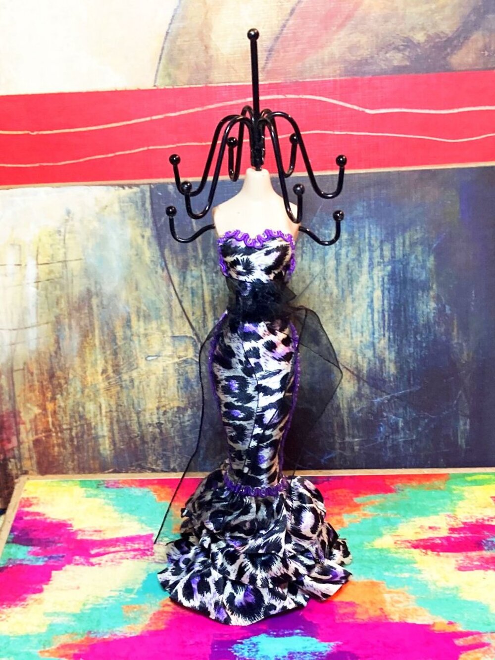 CHEETAH LEOPARD PRINT STAND UP JEWELRY MINI RACK